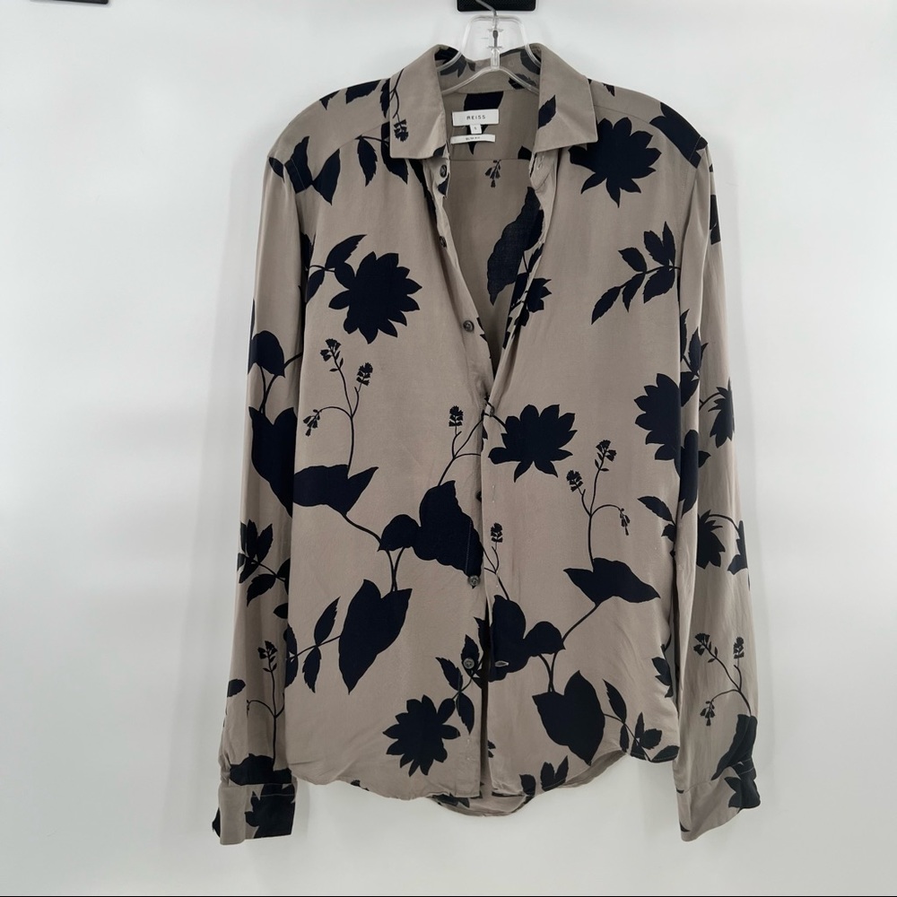Reiss leaf long sleeve shirt S grey black button down
